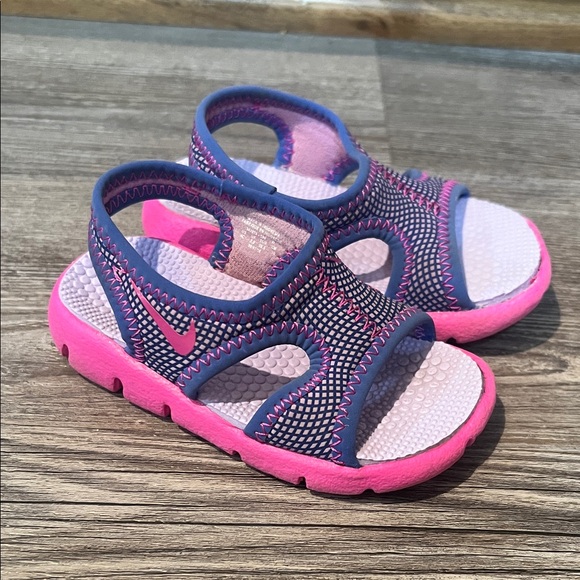 Nike Kids Pink and Blue Sandals - Picture 1 of 7